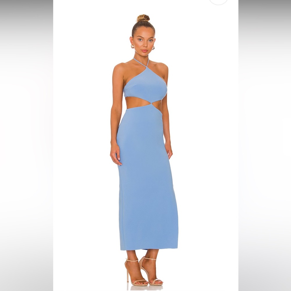 Bec & Bridge Iris Halter Midi Dress in Malibu Blue